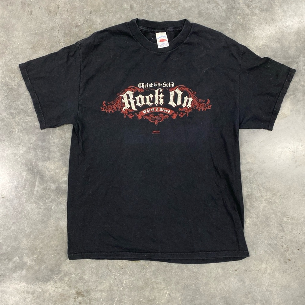 Rock On Black Graphic T-Shirt L Measurement Tennessee River